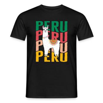 Alpaca Shirt, Peru Cute Alpaca Tee, Gift For - Men's T-Shirt - black - Front - AI Model Male 178 light (178cm)