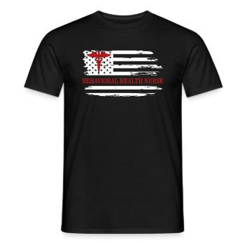 Chemise d’infirmière, infirmière de santé comportementale US drapeau Tee, - T-shirt homme - noir - Devant - AI Model Male 178 light (178cm)