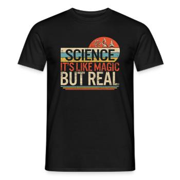 Wissenschaftsshirt, Wissenschaft ist wie Magie, aber echt - Männer T-Shirt - Schwarz - Vorne - AI Model Male 178 light (178cm)