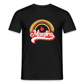 Teacher Shirt, Maestra Pencil Apple Rainbow Cute - Men's T-Shirt - black - Front - AI Model Male 178 light (178cm)