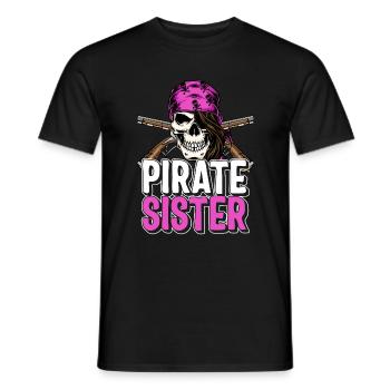Piraten Shirt, Piratenschwester Totenschädel Skelett Eins - Männer T-Shirt - Schwarz - Vorne - AI Model Male 178 light (178cm)