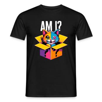 Schrödingers Katzenshirt, lächle ich halb und - Männer T-Shirt - Schwarz - Vorne - AI Model Male 178 light (178cm)