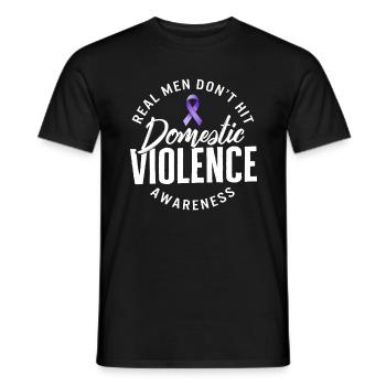 Domestic Violence Awareness Shirt, Real Men Don't - Men's T-Shirt - black - Front - AI Model Male 178 light (178cm)