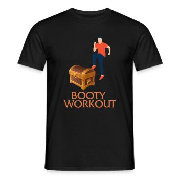 Gym Shirt, Booty Workout Pirate's Treasure Chest - Men's T-Shirt - black - Front - AI Model Male 178 light (178cm)