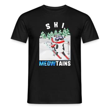 Ski-Shirt, Ski Mauzi niedliche Katze Ski Ski Down - Männer T-Shirt - Schwarz - Vorne - AI Model Male 178 light (178cm)