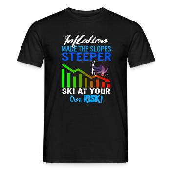 Chemise de ski, le gonflage a rendu les pentes plus raides - T-shirt homme - noir - Devant - AI Model Male 178 light (178cm)