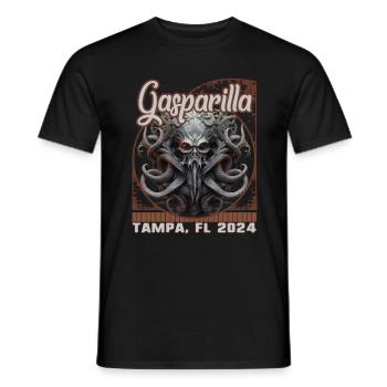 Gasparilla 2024 Kraken Helm Tampa FL - Men's T-Shirt - black - Front - AI Model Male 178 light (178cm)
