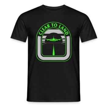 Pilotenhemd, klares Landebahn-T-Shirt, - Männer T-Shirt - Schwarz - Vorne - AI Model Male 178 light (178cm)