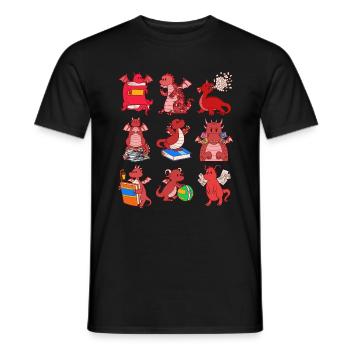 Livres Chemise, Dragon Livre Respiration Papiers Pages - T-shirt homme - noir - Devant - AI Model Male 178 light (178cm)