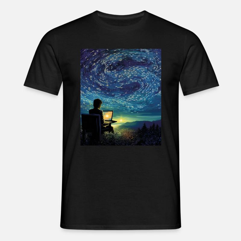 Programmer Starry Night Shirt Coding - Men's T-Shirt - black