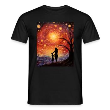 Fête des Mères Nuit Étoilée Embrace Chemise Artistique - T-shirt homme - noir - Devant - AI Model Male 178 light (178cm)