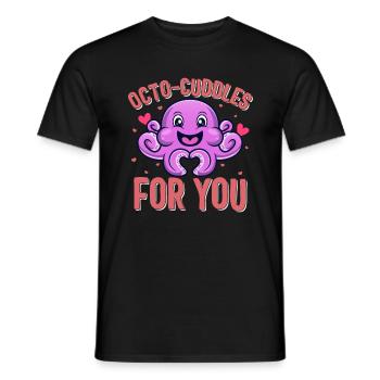 Valentines Day Shirt, Octo Cuddles For You Tee, - Men's T-Shirt - black - Front - AI Model Male 178 light (178cm)