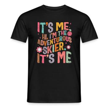 Chemise de ski, salut, je suis le skieur aventureux c’est - T-shirt homme - noir - Devant - AI Model Male 178 light (178cm)
