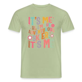 Skiing Shirt, Hi, I'm The Adventurous Skier It's - Men's T-Shirt - sage - Front - AI Model Male 178 light (178cm)