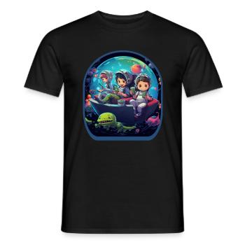 Anime Space Aliens Niedliche Boba Tee Spiele - Männer T-Shirt - Schwarz - Vorne - AI Model Male 178 light (178cm)
