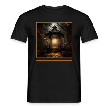 Haunted Gazebo Vintage Gothic Halloween T-Shirt - Männer T-Shirt - Schwarz - Vorne - AI Model Male 178 light (178cm)