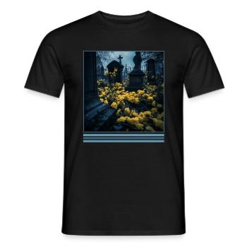 Roses jaunes et pierres tombales Vintage gothique - T-shirt homme - noir - Devant - AI Model Male 178 light (178cm)