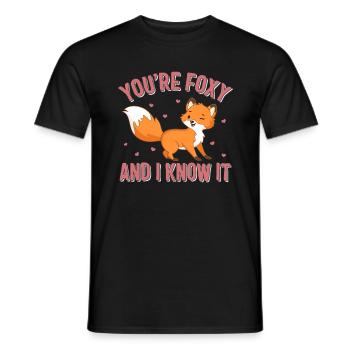 Chemise de la Saint-Valentin, vous êtes Foxy et je le sais - T-shirt homme - noir - Devant - AI Model Male 178 light (178cm)