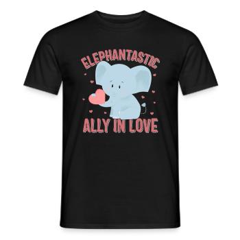 Valentines Day Shirt, Elephantastic Ally In Love - Men's T-Shirt - black - Front - AI Model Male 178 light (178cm)