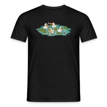Halloween Shirt, Devil Ducks Halloween In A Pond - Men's T-Shirt - black - Front - AI Model Male 178 light (178cm)