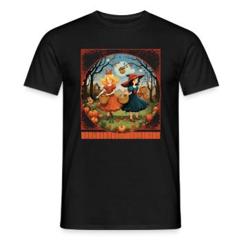 Sweat-shirt de sorcière de conte de fées, T-shirt citrouille magique, - T-shirt homme - noir - Devant - AI Model Male 178 light (178cm)