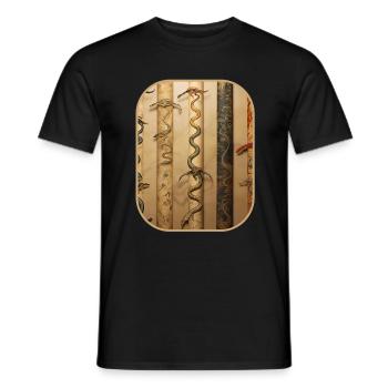 Scroll Crawling Lizards Artistic Intrigue T Shirt - Men's T-Shirt - black - Front - AI Model Male 178 light (178cm)