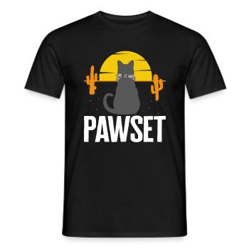 Chemise de Cowboy, pawset Cowboy chat au coucher du soleil Tee, - T-shirt homme - noir - Devant - AI Model Male 178 light (178cm)