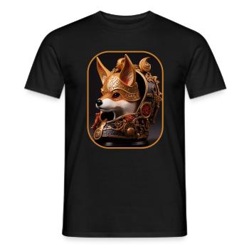 Samurai Helm Corgi Warrior Spirit T-Shirt - Männer T-Shirt - Schwarz - Vorne - AI Model Male 178 light (178cm)