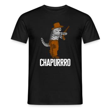 Cowboy Shirt, Chapurro Cat In Cowboy Chaps - Men's T-Shirt - black - Front - AI Model Male 178 light (178cm)