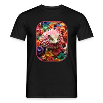 Origami Wonderland hérisson Edition T Shirt - T-shirt homme - noir - Devant - AI Model Male 178 light (178cm)