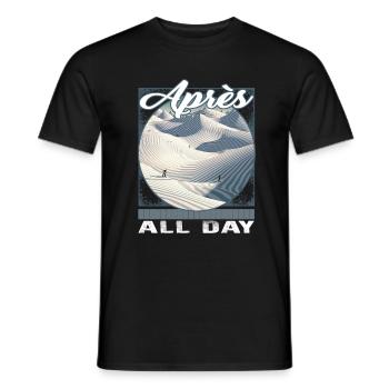Apres All Day Ski Optical Illusion Incline - Men's T-Shirt - black - Front - AI Model Male 178 light (178cm)