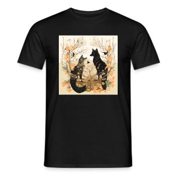 Harmonie Natur Tiere Krähe Fuchs Hase - Männer T-Shirt - Schwarz - Vorne - AI Model Male 178 light (178cm)