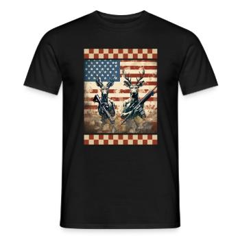 Crossed Rifles American Flag Digital Camo Grass - Men's T-Shirt - black - Front - AI Model Male 178 light (178cm)