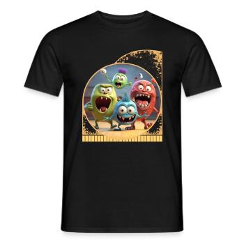 Personnages de monstres de dessins animés jouant au pickleball - T-shirt homme - noir - Devant - AI Model Male 178 light (178cm)