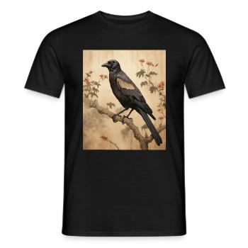 Washi Paper Crow Traditional Art Copy (2) - Men's T-Shirt - black - Front - AI Model Male 178 light (178cm)