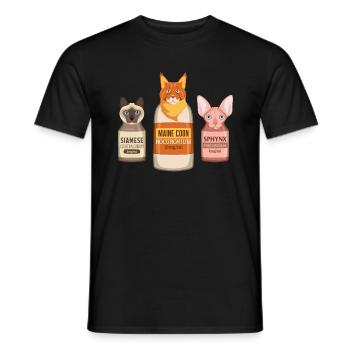 Chemise d’infirmière, Maine Coon Siamese Sphynx chat bouteille - T-shirt homme - noir - Devant - AI Model Male 178 light (178cm)