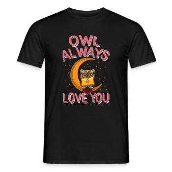 Valentines Day Shirt, Owl Always Love You Owl - Men's T-Shirt - black - Front - AI Model Male 178 light (178cm)