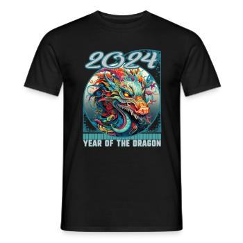 Chinesisches Neujahr des Drachen Paisley gemustert - Männer T-Shirt - Schwarz - Vorne - AI Model Male 178 light (178cm)