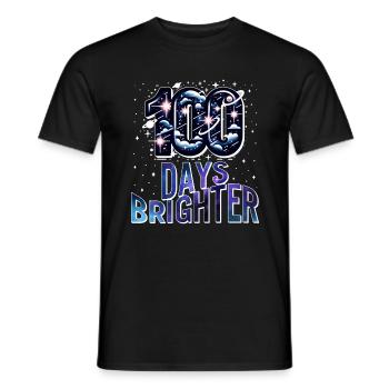 Schulshirt, 100 Tage Brighter Stars Galaxy - Männer T-Shirt - Schwarz - Vorne - AI Model Male 178 light (178cm)