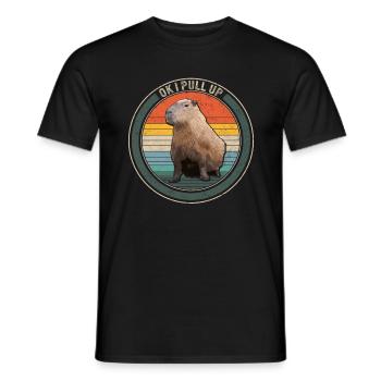 Capybara Shirt, Ok I Pull Up Cute Capybara Design - Men's T-Shirt - black - Front - AI Model Male 178 light (178cm)