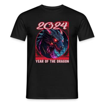 Chines New Year of Dragon Cyberpunk Neon Dragon - Men's T-Shirt - black - Front - AI Model Male 178 light (178cm)