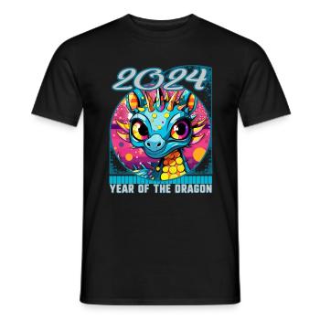 Chines New Year of Dragon Pop Art Vibrant Dragon - Men's T-Shirt - black - Front - AI Model Male 178 light (178cm)