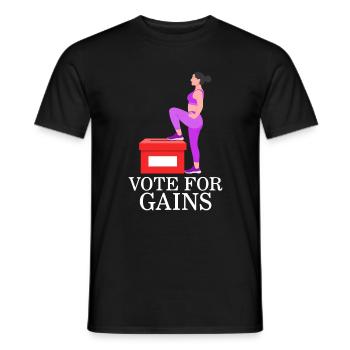 Chemise de sport, Votez pour Gains Tee, élection classique - T-shirt homme - noir - Devant - AI Model Male 178 light (178cm)
