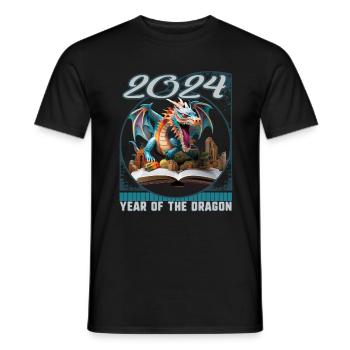 Chines New Year of Dragon 3D Pop Up Book Dragon - Men's T-Shirt - black - Front - AI Model Male 178 light (178cm)