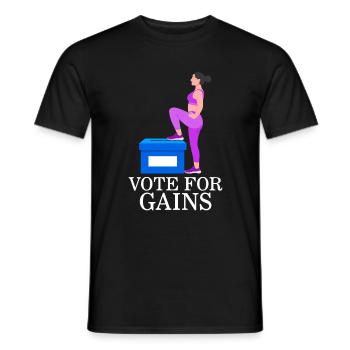 Chemise de sport, Votez pour Gains Tee, élection classique - T-shirt homme - noir - Devant - AI Model Male 178 light (178cm)