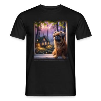 Brüssel Griffon Hund Cottagecore Waldblick Männer - Männer T-Shirt - Schwarz - Vorne - AI Model Male 178 light (178cm)