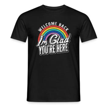 Teacher Shirt, Welcome Back I'm Glad You're Here - Men's T-Shirt - black - Front - AI Model Male 178 light (178cm)