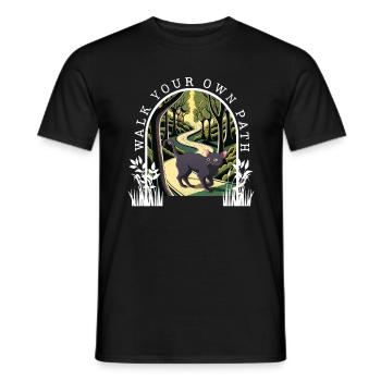 Inspirierendes Shirt, Walk Your Own Path T-Shirt, - Männer T-Shirt - Schwarz - Vorne - AI Model Male 178 light (178cm)