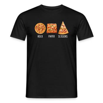 Pizza chemise, pierre papier ciseaux Pizza Tee, cadeau - T-shirt homme - noir - Devant - AI Model Male 178 light (178cm)
