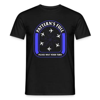 Fliegerhemd, Muster voll Bitte warten Sie auf Ihre - Männer T-Shirt - Schwarz - Vorne - AI Model Male 178 light (178cm)